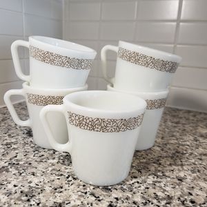 Pyrex WOODLAND Mugs Set of 5 Vintage Pyrex D Handled Coffee Mugs